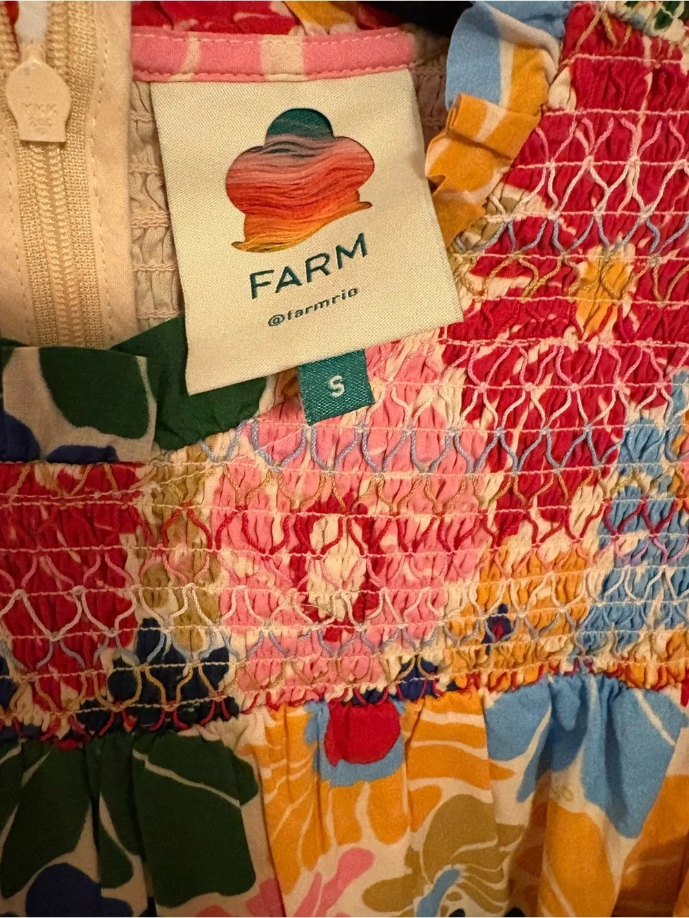 Farm Rio Sunny Daisies Sand Mini Dress - Picture 2 of 5